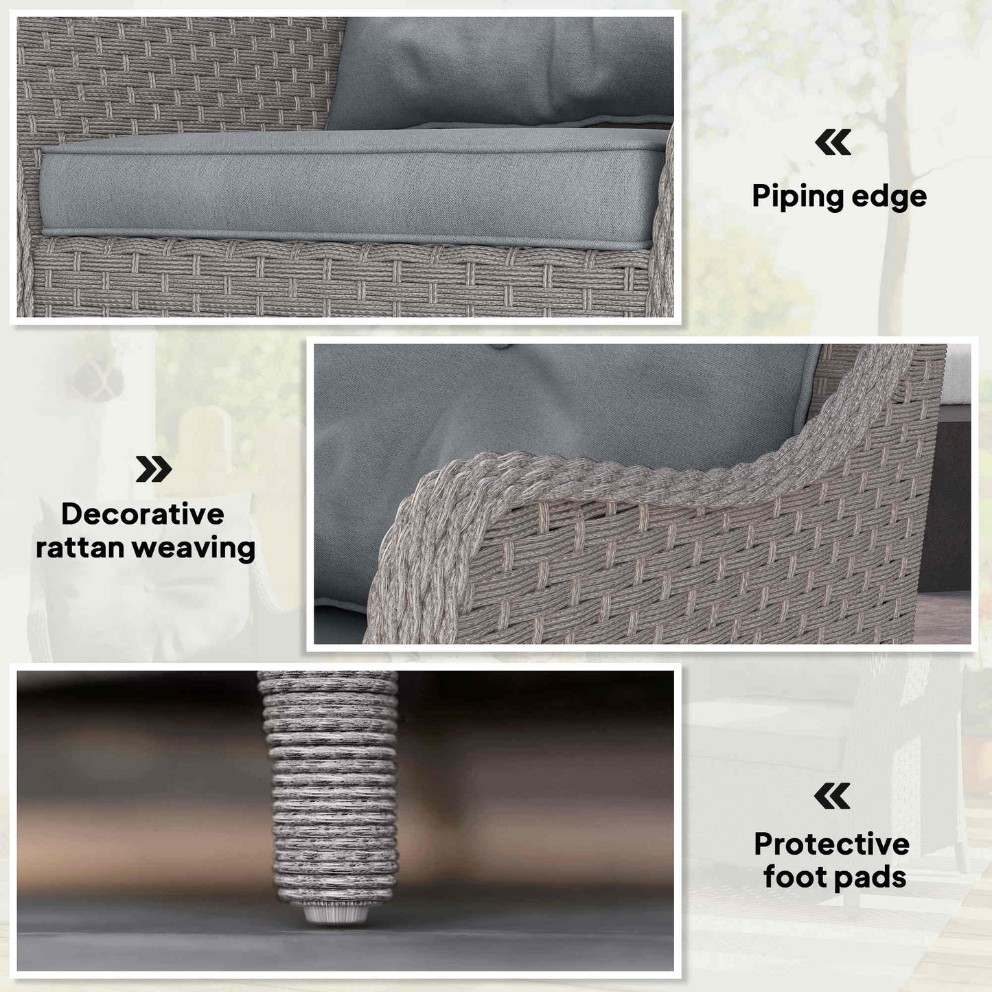 Rattan Garden Chairs Set of 2, Outdoor Rattan Chairs with Cushions, Armrests and High Back