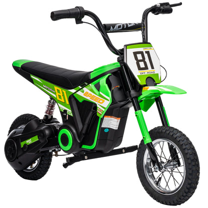 Kids Electric Motorbike, 24V Ride On Motorcycle with 3 Speeds and Rear Suspension, Dirt Bike for 8-12 Years Old, Green