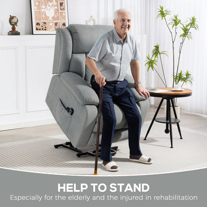 Power Lift Recliner Chair with Vibration Massage, Lift Chair for Elderly with Footrest, Remote, Side Pocket, Light Grey