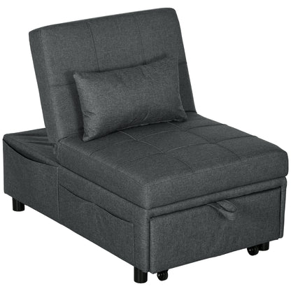 Convertible Chair Bed with Padding Seat, 4-in-1 Multi-Functional Sleeper Sofa Bed, Recliner with Adjustable Backrest