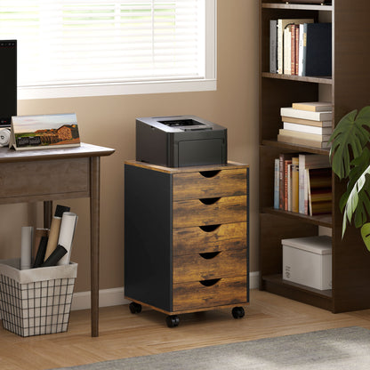 Five-Drawer Filing Cabinet - Rustic Brown