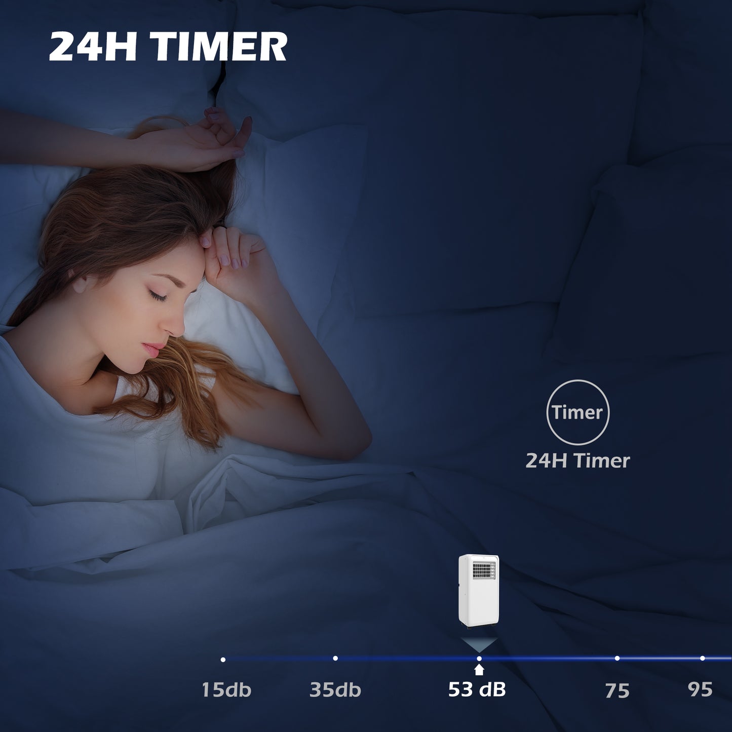 9,000 BTU Mobile Air Conditioner for Room up to 28m², with Dehumidifier, 24H Timer, Wheels, Window Mount Kit