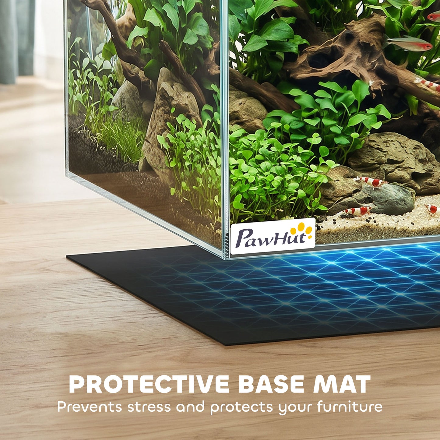 Fish Tank Bare Glass for DIY Glass Aquarium with Protective Base Mat 51L Transparent for Fish Shrimps