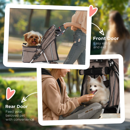 3 Wheel Pet Stroller for Small and Miniature Dogs, Brown