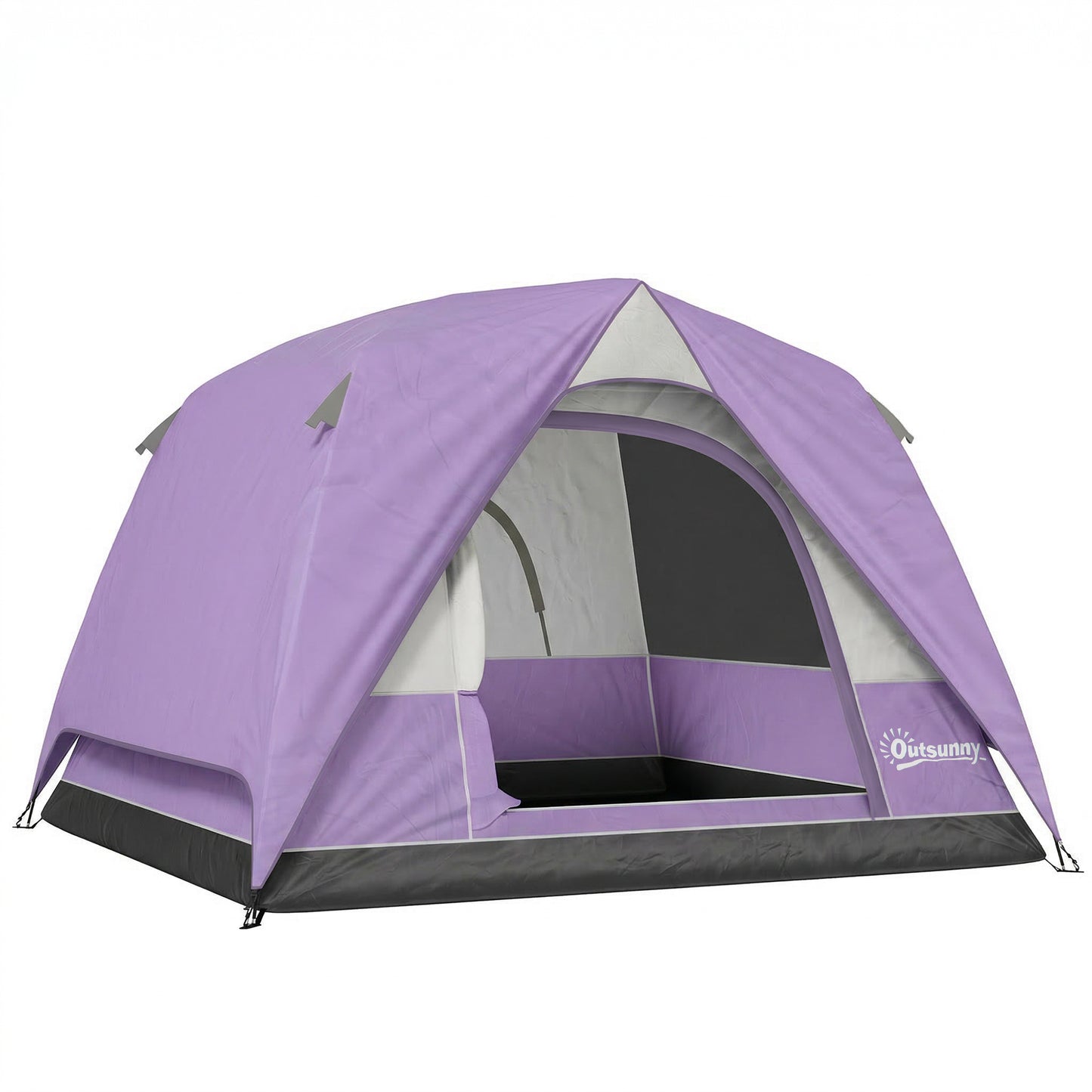 3-4 Person Camping Tent, Easy Set Up 3-4 Man Tent w/ Sewn-in Groundsheet, Waterproof Dome Tent w/ Mesh Windows