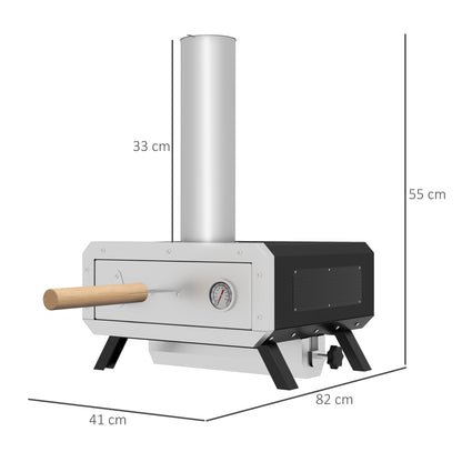 Portable Wood Pellet Pizza Oven with 12" / 30cm Rotating Pizza Stone, Peel and Cover, Wood Fired Pizza Maker