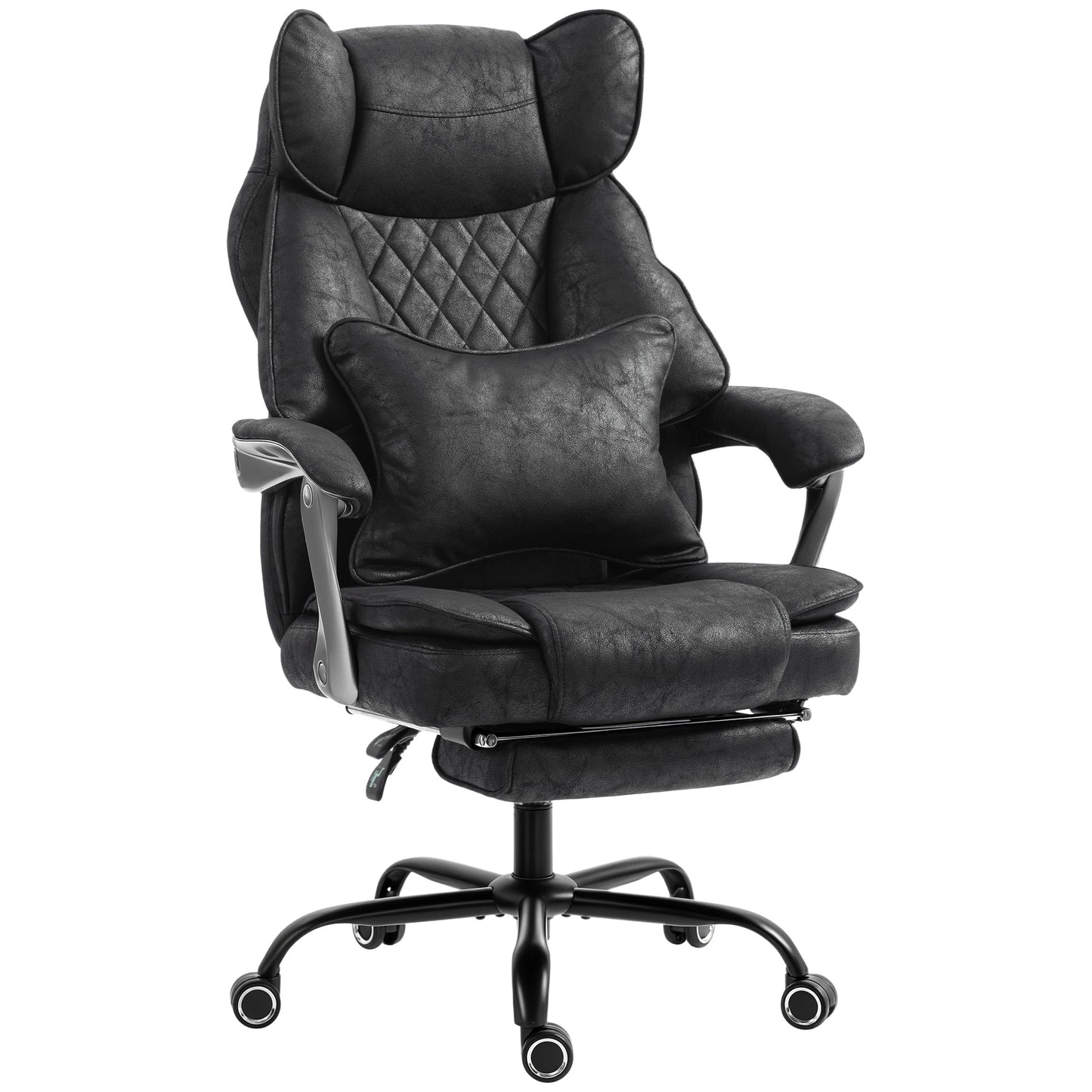 Executive Office Chair, Leathaire Big and Tall Office Chair 180 kg with Wide Seat, Reclining, Lumbar Support, Black