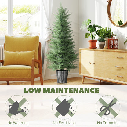 135cm Artificial Cypress Trees Set of 2, UV Resistant Artificial Plants with Decorative Pot