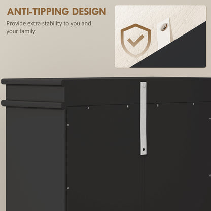 Three-Drawer Minimalistic Shoe Cabinet - Black