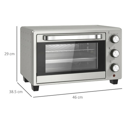 21L Mini Countertop Oven, 100°C-230°C Adjustable Temp - Silver Tone