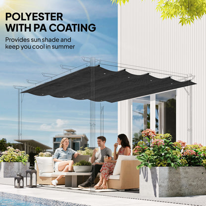 Pergola Cover Roof, 2.86 x 2.45 m Retractable Sun Shade Top for 3 x 2m Pergola Frame, UV30+ Protected, Dark Grey
