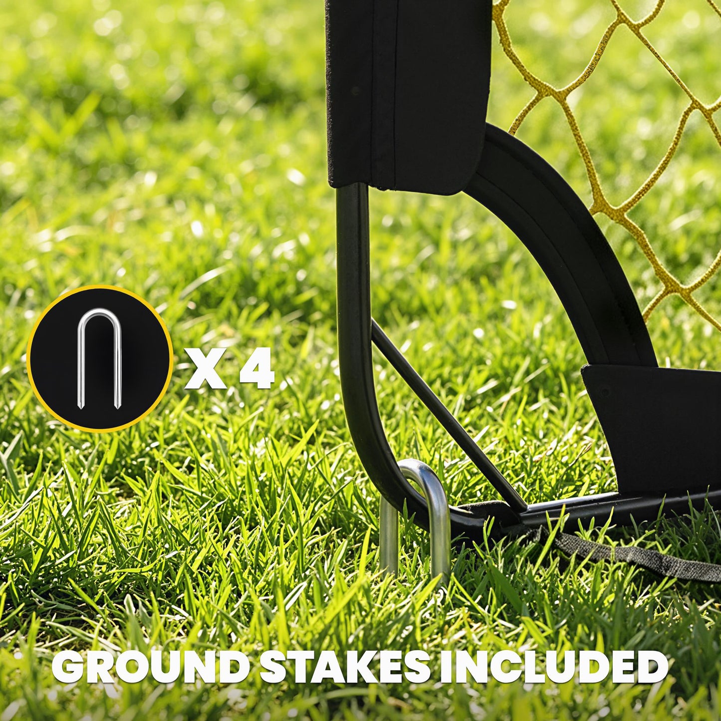 Pop Up Football Goal, Portable Folding Football Net with Carry Bag, 4 U-Shaped Ground Stakes, Fibreglass Pole