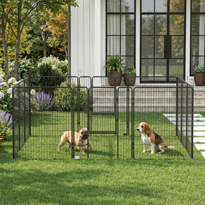 12 Panels Heavy Duty Puppy Playpen, for Small Dogs, Indoor and Outdoor Use - Silver