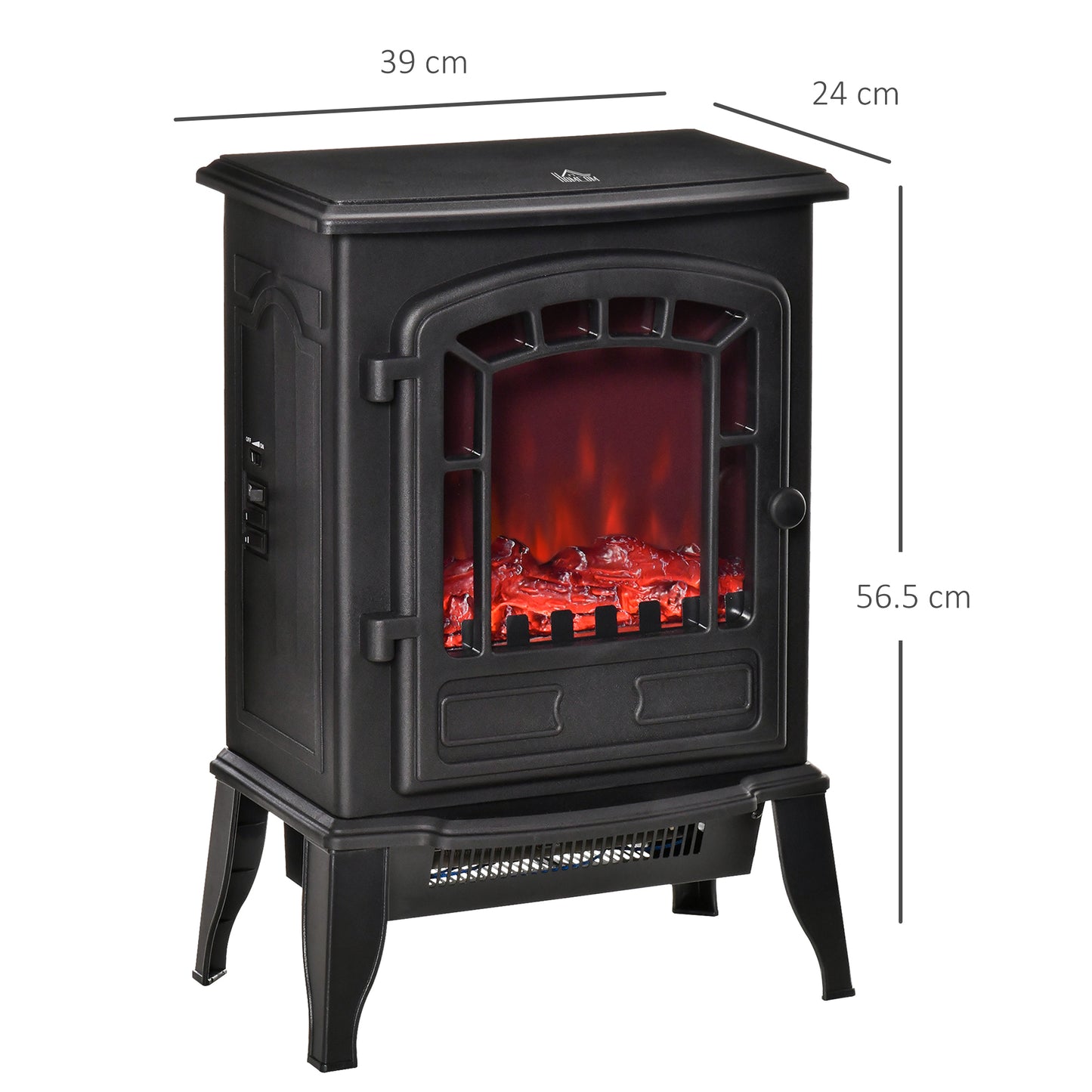 Free standing Electric Fireplace Stove, Fireplace Heater with Realistic Flame Effect, Overheat Safety Protection