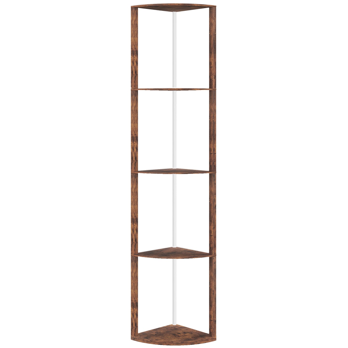 RGB Standing Lamp with Shelves, 4-Tier LED Floor Lamp with Multiple Lighting Modes, Rustic Brown