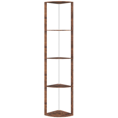 RGB Standing Lamp with Shelves, 4-Tier LED Floor Lamp with Multiple Lighting Modes, Rustic Brown