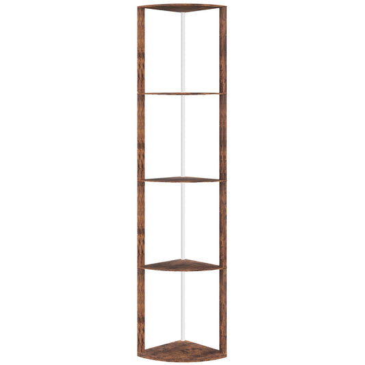RGB Standing Lamp with Shelves, 4-Tier LED Floor Lamp with Multiple Lighting Modes, Rustic Brown