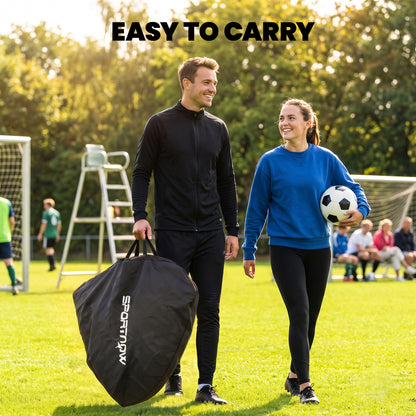 Pop Up Football Goal, Portable Folding Football Net with Carry Bag, 4 U-Shaped Ground Stakes, Fibreglass Pole