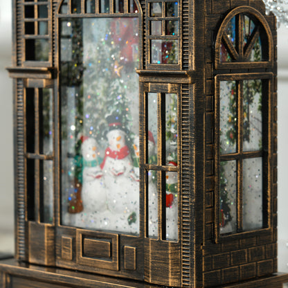 Christmas Snow Globe Lantern with Lights, Musical Snow Globe with Swirling Glitter