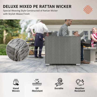 6 Pieces Outdoor PE Rattan Wicker Corner Sofa Set with 10cm Thick Padded Cushions