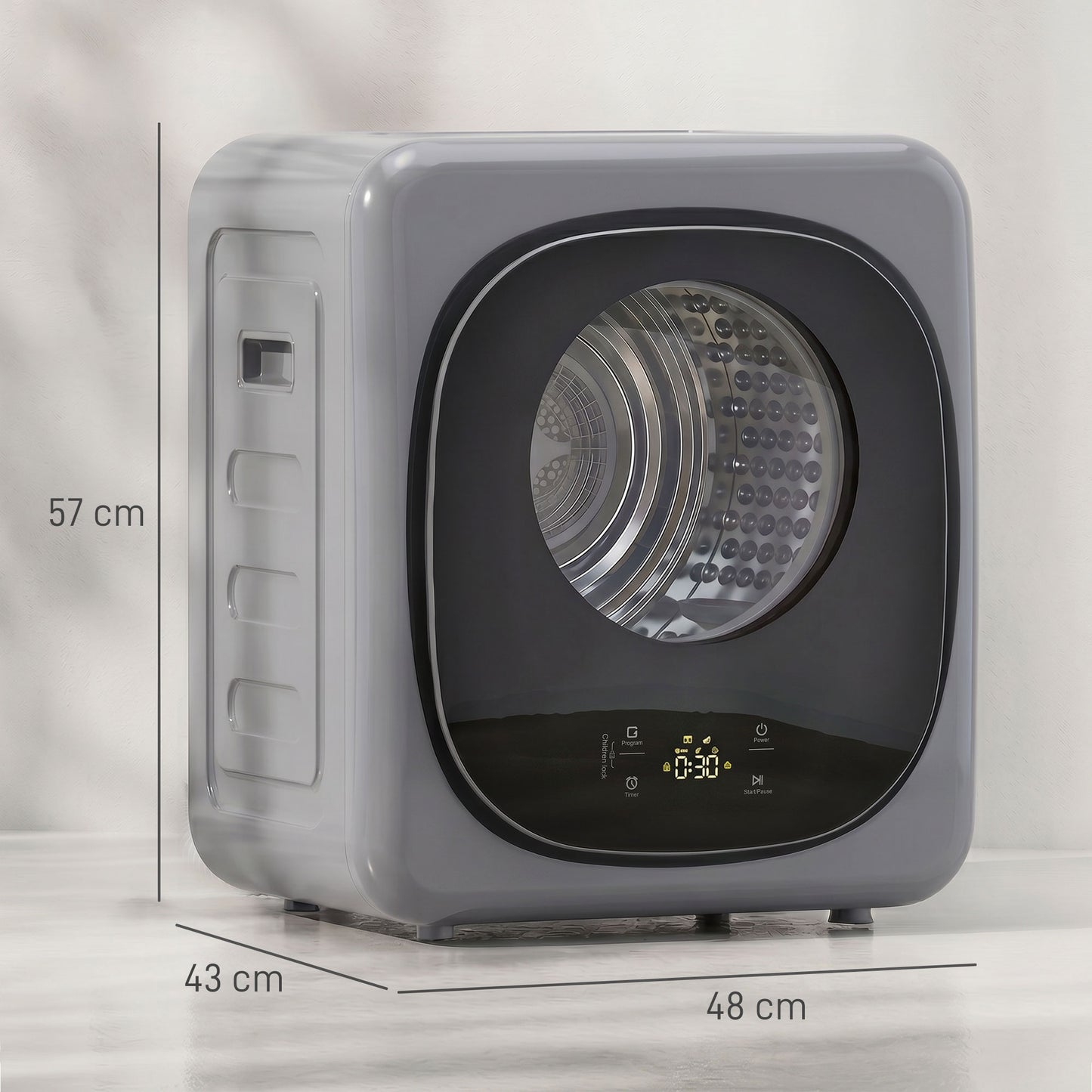 4kg Vented Tumble Dryer with 5 Drying Mode, 800W Compact Freestanding Front Tumble Dryer, Silver