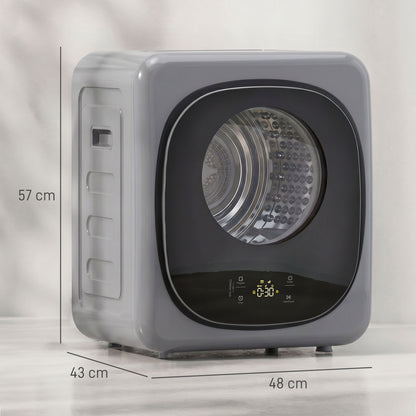 4kg Vented Tumble Dryer with 5 Drying Mode, 800W Compact Freestanding Front Tumble Dryer, Silver