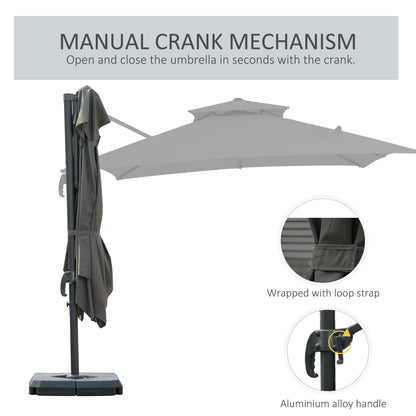 Cantilever Parasol 360 Degree Rotation Angle Adjustment Outdoor Market Garden Umbrella - Dark Grey