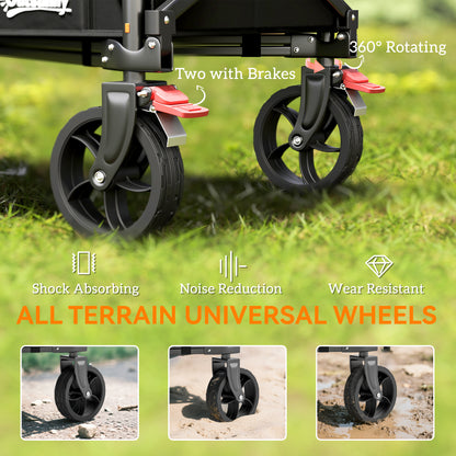 Festival Trolley on Wheels, 150L Folding Camping Trolley Cart with Openable Sides