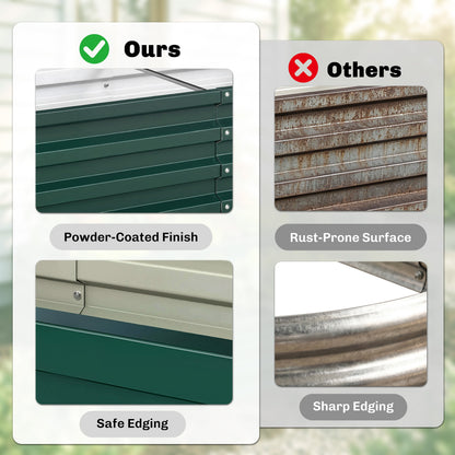 Set of 2 Raised Beds for Garden, Galvanised Outdoor Planters for Herbs Vegetables, Use for Patio Balcony, Green
