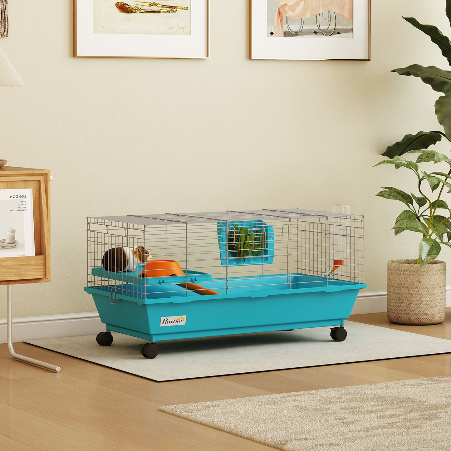 Small Animal Cage Rabbit Guinea Pigs Chinchillas Cage with Wheels Water Bottle
