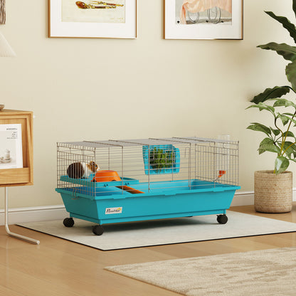 Small Animal Cage Rabbit Guinea Pigs Chinchillas Cage with Wheels Water Bottle