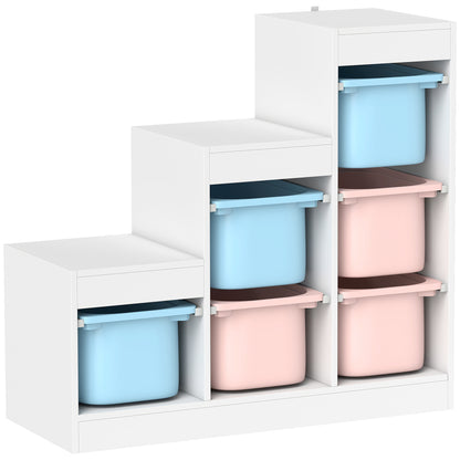 Toy Storage Organiser, Three-Layer Kids Toy Storage Units, with Removable Bins, for Ages 3-8 Years, Multi-colour
