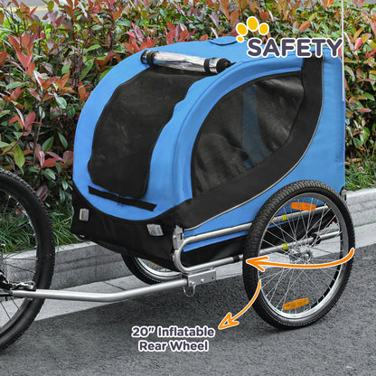 Steel Dog Bike Trailer Pet Cart Carrier for Bicycle Kit Weather Resistant w/ Hitch Coupler Travel Black and Blue