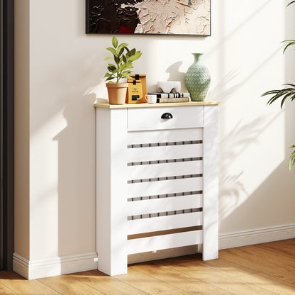95.5H x 78Wcm Radiator Cover, with Drawer - White