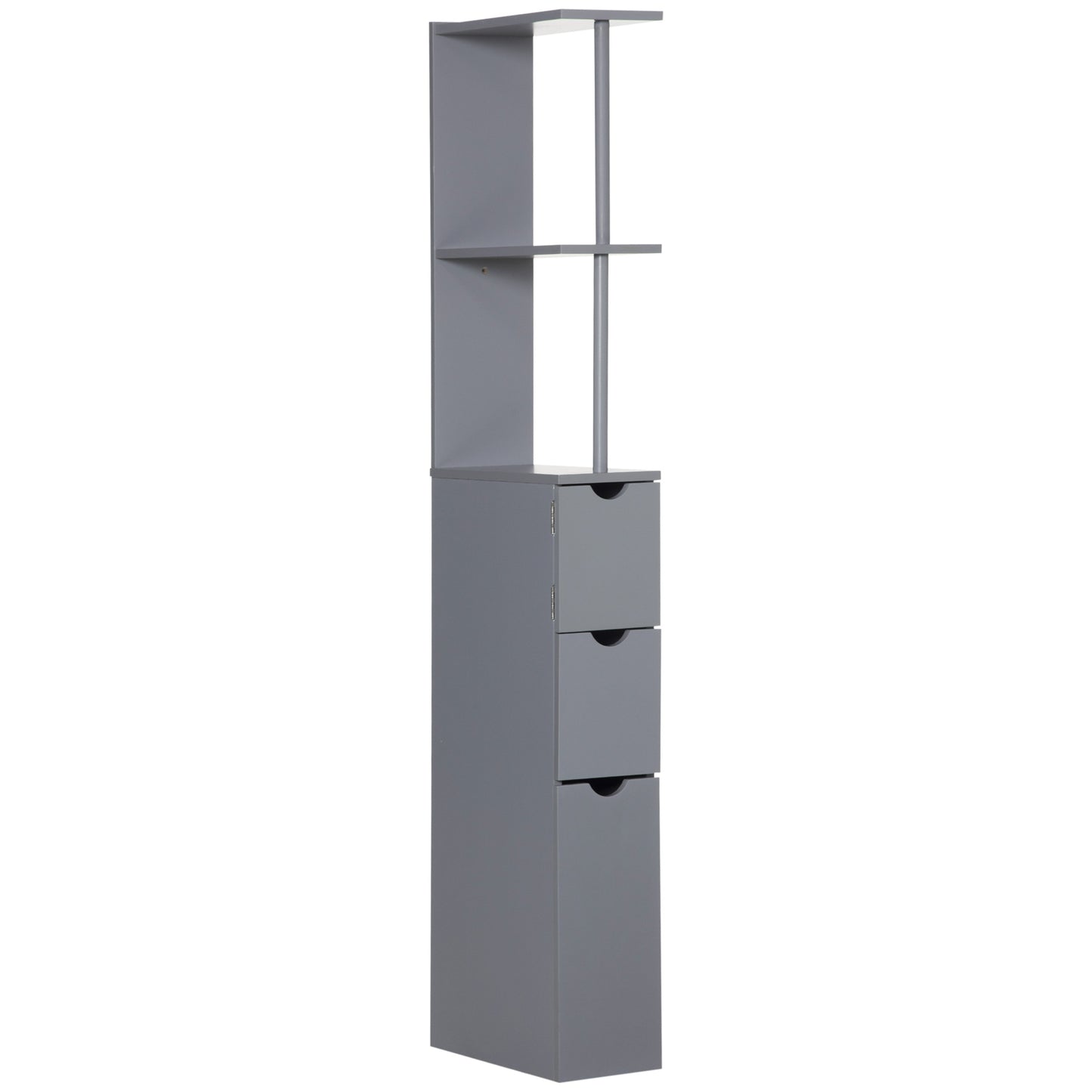 Tall Bathroom Cabinet, Freestanding Slim Bathroom Storage Cabinet with 2-Tier Open Shelf and 2 Drawers for Small Space