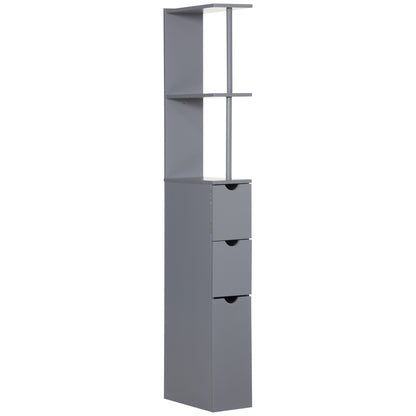 Tall Bathroom Cabinet, Freestanding Slim Bathroom Storage Cabinet with 2-Tier Open Shelf and 2 Drawers for Small Space