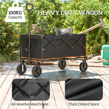 160L Festival Trolley on Wheels, Folding Camping Trolley Cart w/ Tailgate