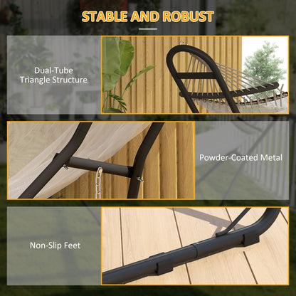 9ft Hammock Stand Adjustable Hammock Frame with Non-Slip Feet for Indoor Outdoor, 150 kg Capacity, Black
