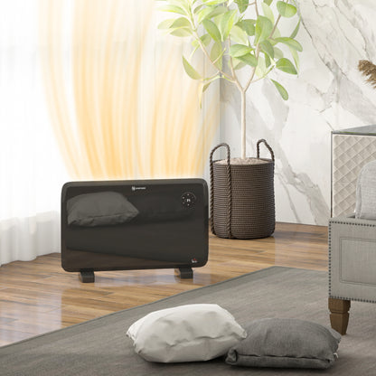 1.2kW Freestand/On-Wall Electric Convector Heater, with Adjustable Thermostat - Black