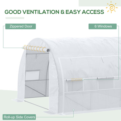 3 x 3 x 2 m Polytunnel Greenhouse with Roll-up Side Walls, Walk-in Grow House Tent with Steel Frame, Reinforced Cover
