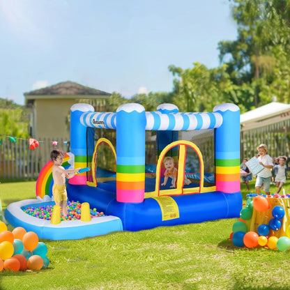 (2.8 x 1.7 x 1.55m) - Kids Trampoline Bouncy Castle with Pool Side Attachment