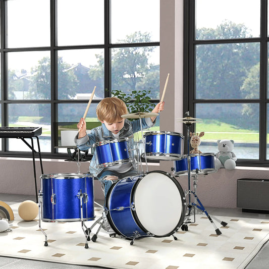 11 Piece Kids Drum Kit / Set with Stool and Drumsticks Included