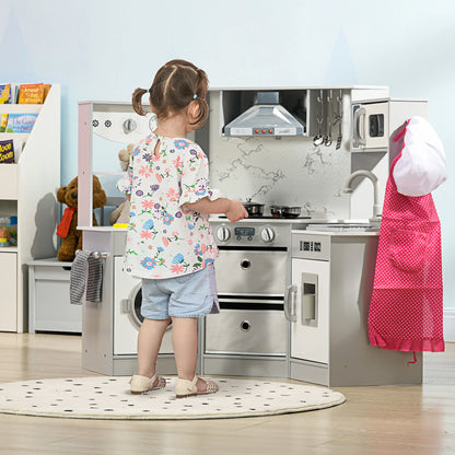 Toy Kitchen Playset with Running Water System - Grey