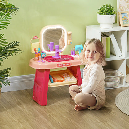 Kids Dressing Table Vanity Mirror with LED Light and 23 Accessories