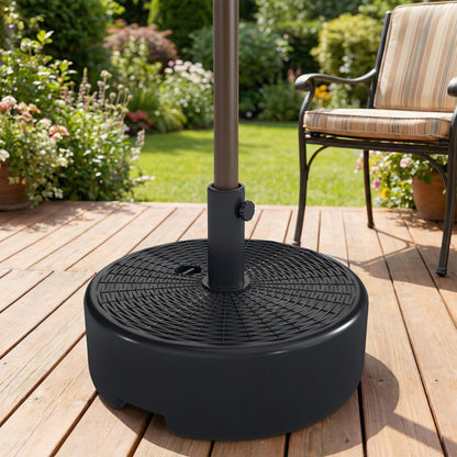 Patio Umbrella Base 22kg Sand Filled Garden Parasol Stand forfor 38mm/48mm Poles, Black