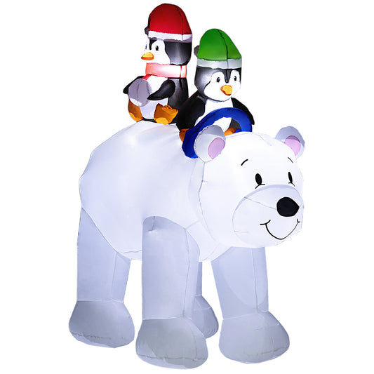 6.4ft Inflatable Polar Bear and Penguin Christmas Inflatable