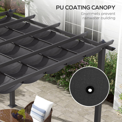 3 x 3m Aluminium Pergola with Retractable Roof and L4 Wind-proof - Dark Grey