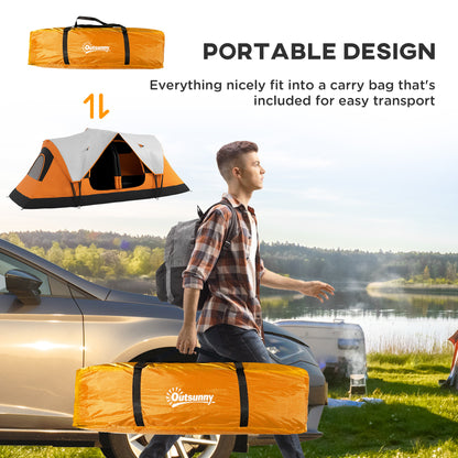 Six-Man Tent, with Two Rooms, Small Rainfly and Accessories - Orange