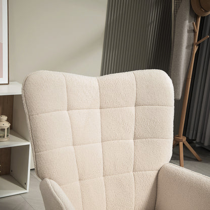 Modern Accent Chair, Upholstered High Back Armchair with Tufted Wingback, Seat Padding