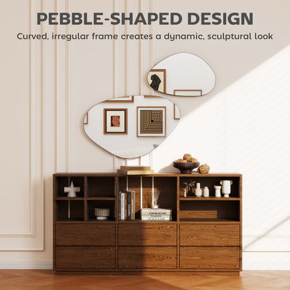 Set of 2 Pebble-Shaped Wall Mirror - Black